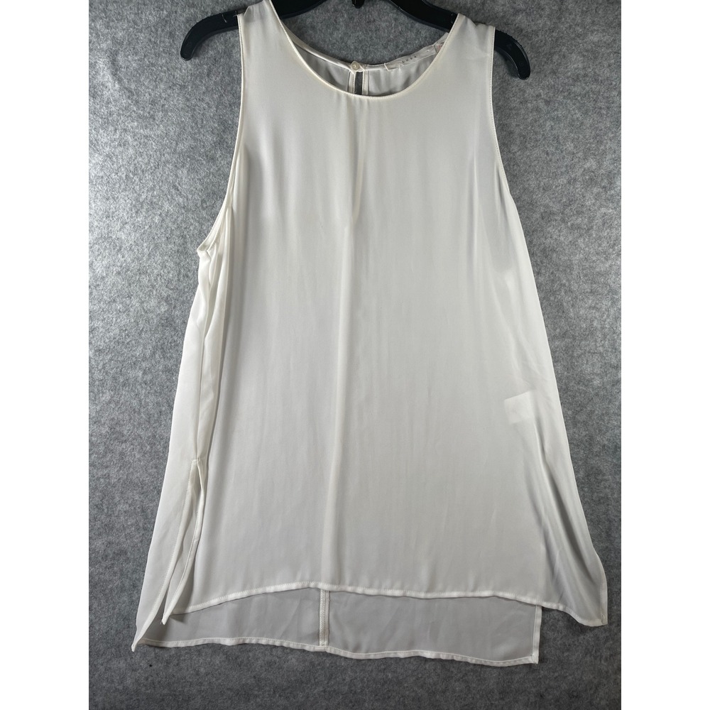 Lush Women Ivory White Sleeveless High Low Blouse Keyhole Back Side Slit Small - Picture 1 of 13